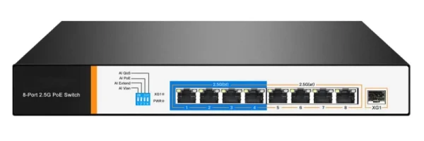 Foredge AI1009XGP неуправляемый коммутатор 8x2,5G, 1x10G, POE, до 250 м